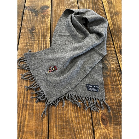 Ralph Lauren Other - Ralph Lauren Polo Bear Scarf Grey Fair Lambswool Made Scotland Cheerleader Flaw*